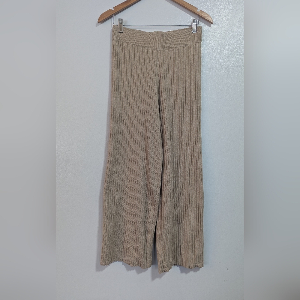 White Birch Tan Brown Wide Leg Ribbed Pull On Sweat Pant Size Medium